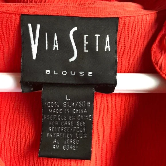 Via Seta Silk Button Down Blouse - Picture 4 of 9